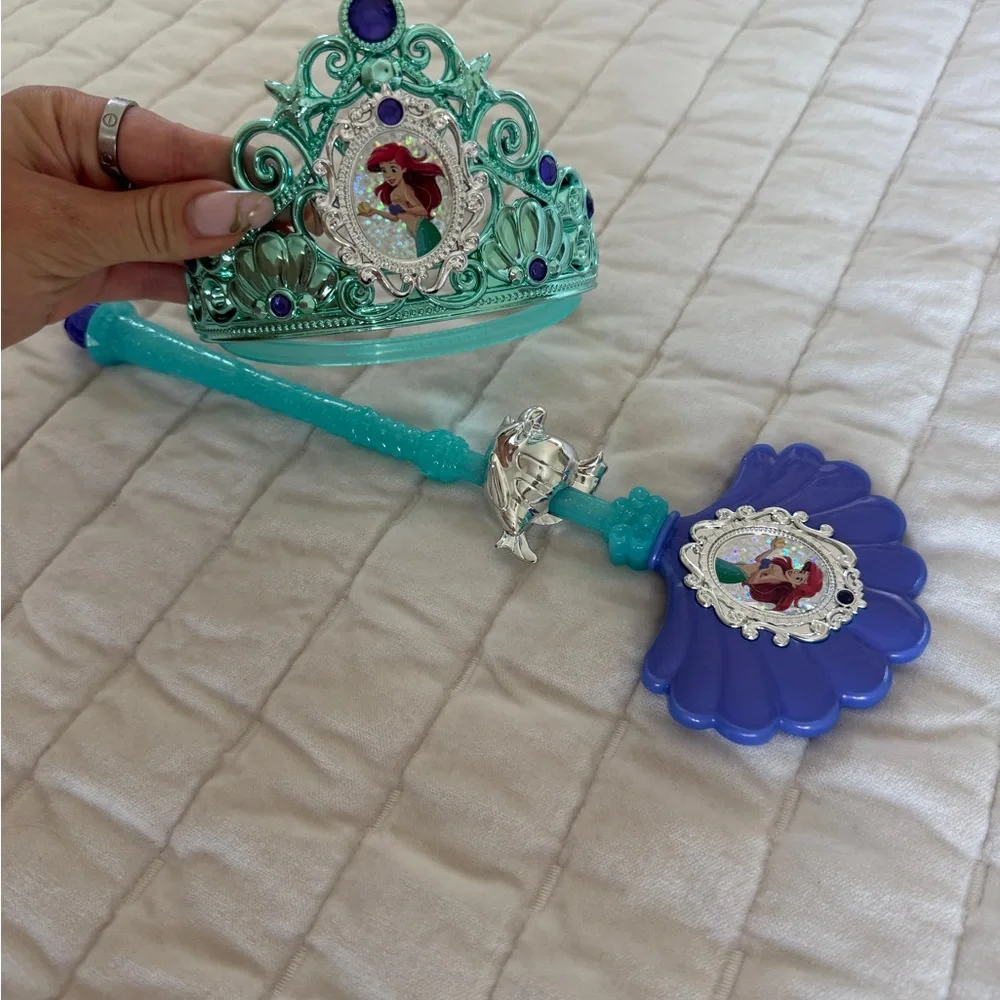 Disney Ariel Little Mermaid bundle piece top skirt crown wand Dress Size 4-6 - Picture 8 of 8